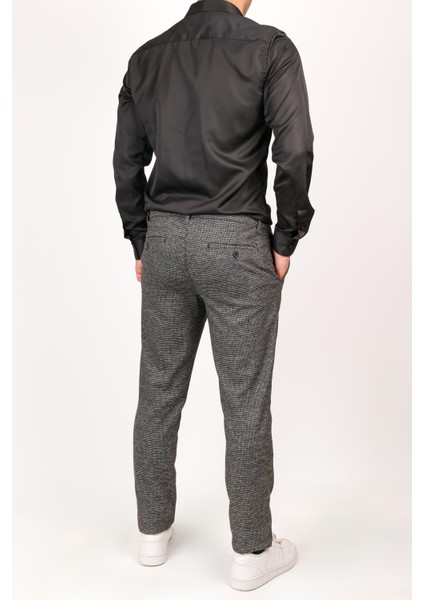 Erkek Slim Fit Dar Kesim Chino Düz Paça Siyah Pantolon fiyatları