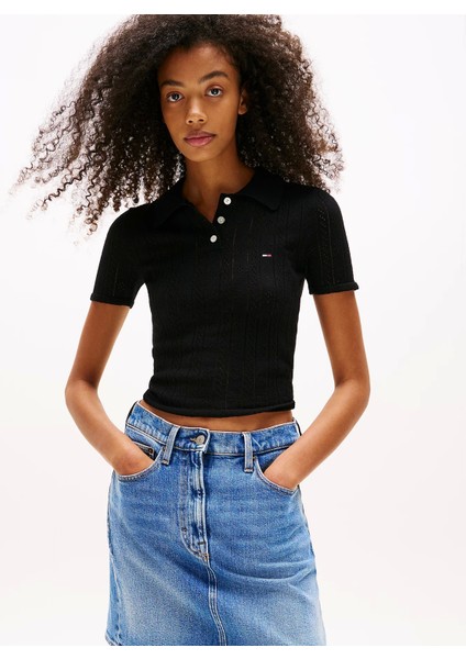Tjw Poıntelle Polo Kadın Siyah Kazak DW0DW20965BDS modelleri