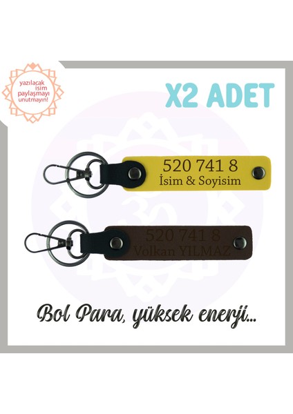 Sarı-Koyu Kahve, Size Özel Tasarım, Hediye Için Ideal 520 741 8 Sayısıyla Manevi Enerji Anahtarlık