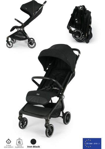 Bold Autofold Tek Tuşla Kapanabilen Bebek Arabası Ironblack