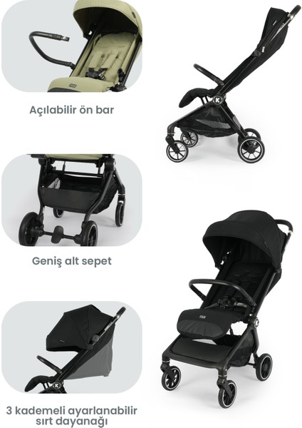 Bold Autofold Tek Tuşla Kapanabilen Bebek Arabası Ironblack