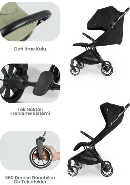 Bold Autofold Tek Tuşla Kapanabilen Bebek Arabası Ironblack
