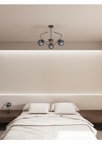 Lunor Cam Küre Başlıklı Modern 5'li Avize – Salon ve Oturma Odası Için