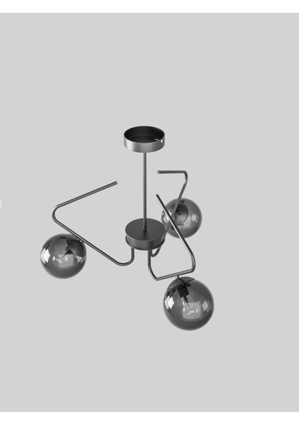 Lunor Cam Küre Başlıklı Modern 5'li Avize – Salon ve Oturma Odası Için