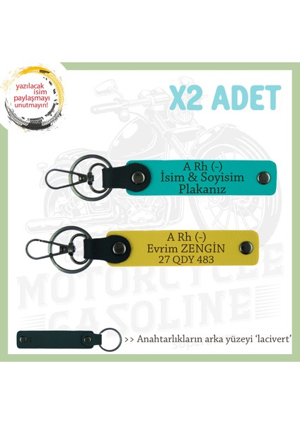 Hız Severlere Özel Isim Plaka, A Rh (-) Kan Grubu Yazılı X2 Anahtarlık Hediyesi, K Turkuaz-Sarı-Laci