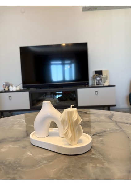 Taş Tozu Vazo Soyawax Burgu Mum Dekoratif Set modelleri
