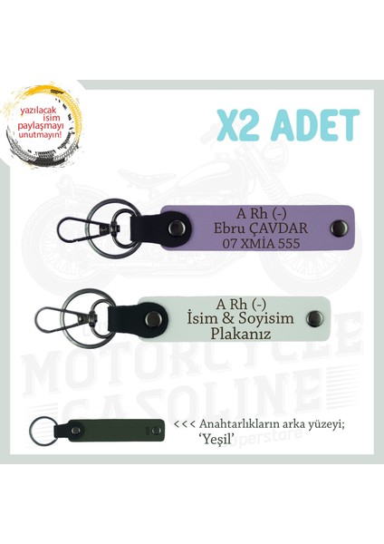 Yolların Sürücülerine Özel Hediye, Isim Plaka A Rh (-) Kan Grubu Yazılı X2 Anahtarlık, Mor-Beyaz-Ysl