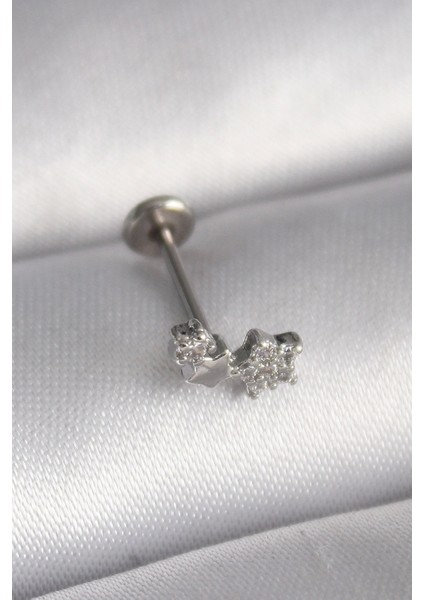 Bfs 316L Çelik Gümüş Renk Zirkon Taşlı Yıldız Model Tragus Piercing