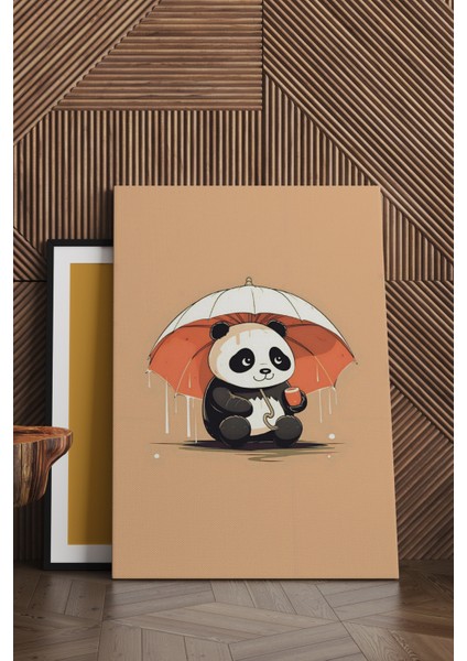Şemsiyeli Panda Kanvas Tablo