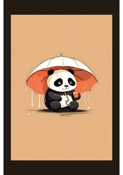 Şemsiyeli Panda Kanvas Tablo fiyatları