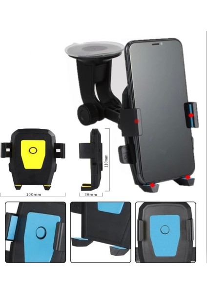 Pratik Araç Içi Cam ve Torpido Vantuzlu Telefon Tutucu CM-234
