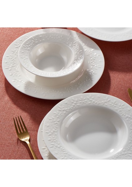 Yemek Takımı 24 Parça Beyaz Desenli 6 Kişilik Porselen Set fiyatları