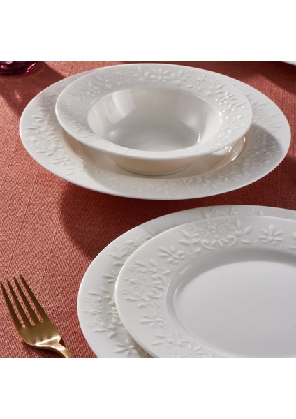 Yemek Takımı 24 Parça Beyaz Desenli 6 Kişilik Porselen Set modelleri