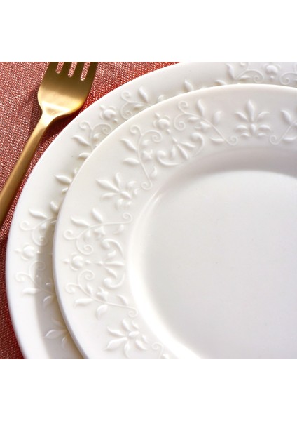 Yemek Takımı 24 Parça Beyaz Desenli 6 Kişilik Porselen Set fırsatları