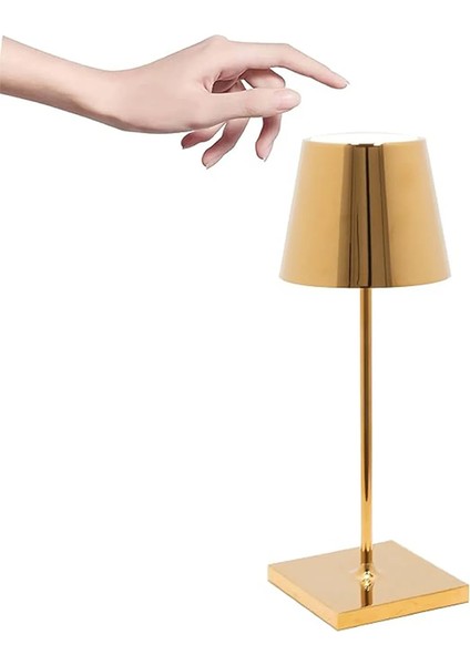 Gold Dimmerli Şarjlı LED Masa Lambası – Dokunmatik, Işık Ayarlı ve Taşınabilir Modern Aydınlatma
