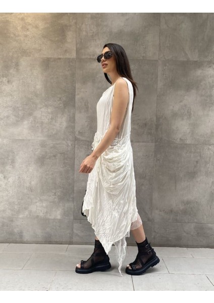 Dokulu Askılı Oversize Elbise fiyatları