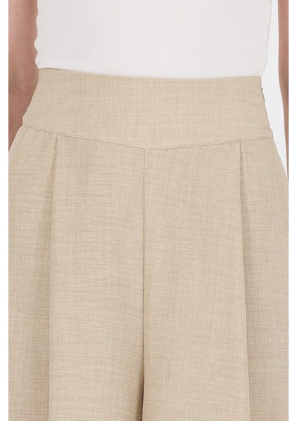 Bej Yüksek Bel Pile Detaylı Bol Paça Pantolon 4810A fırsatları