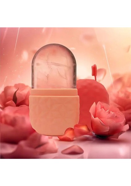Pembe Taşınabilir Silikon Buz Yüz Rulosu, Serinletici ve Bakım Sağlar