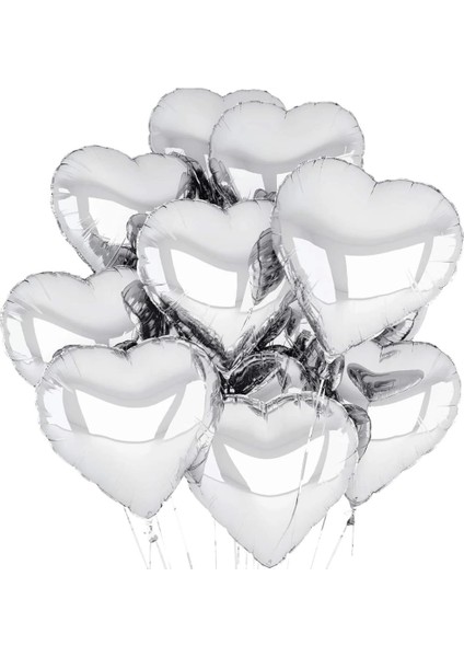 Bfs Metalize Parlak Gümüş Şekilli Kalp Uçan Balon Folyo 45 cm 10 Adet fiyatları