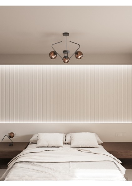 Lunor Cam Küre Başlıklı Modern 5'li Avize – Salon ve Oturma Odası Için