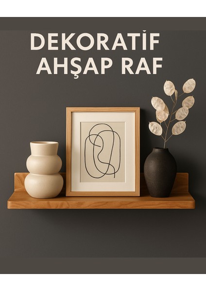 Dekoratif Ahşap Raf (El Yapımı Kiraz Ağacı)- 70X14 cm fırsatları