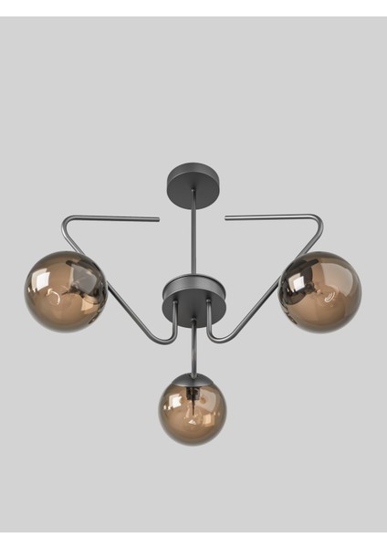 Lunor Cam Küre Başlıklı Modern 5'li Avize – Salon ve Oturma Odası Için