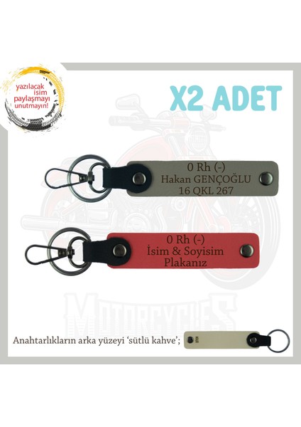 Hız Aşıkları Için Özel, Isim Plaka ve 0 Rh (-) Kan Grubu Yazılı X2 Anahtarlık, Nar Çiçeği-Kül Gri-Sk