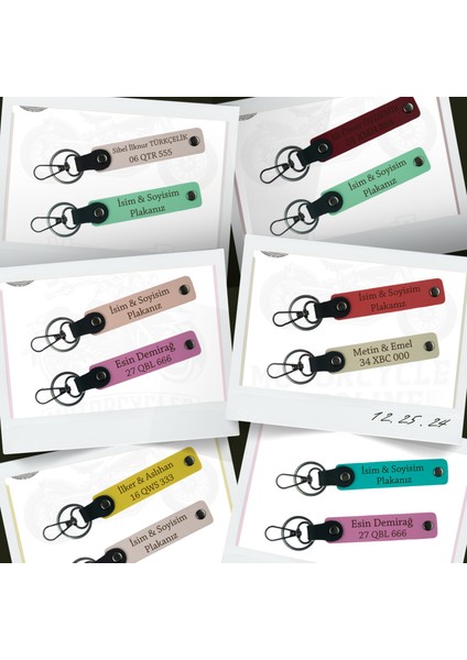 Hediye Edilebilir Deri Anahtarlık Seti, Plaka ve Isimle Özelleştirilmiş X2 Takım, Kül Gri-S Kahve-Sk fiyatları