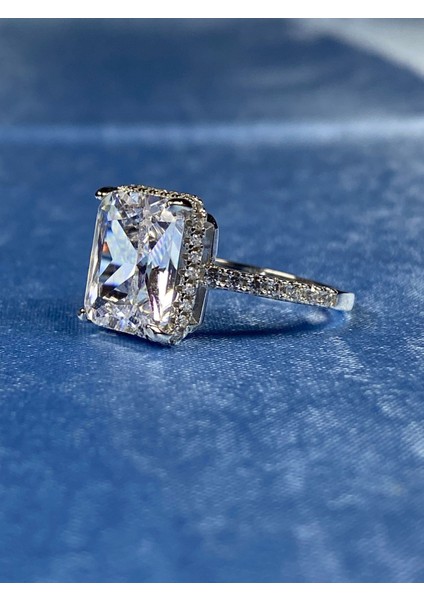 925 Ayar Gümüş Tektaş Model Dikdörtgen Yüzük Evlilik Teklifi Yıldönümü Hediyesi fiyatları