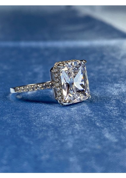 925 Ayar Gümüş Tektaş Model Dikdörtgen Yüzük Evlilik Teklifi Yıldönümü Hediyesi modelleri