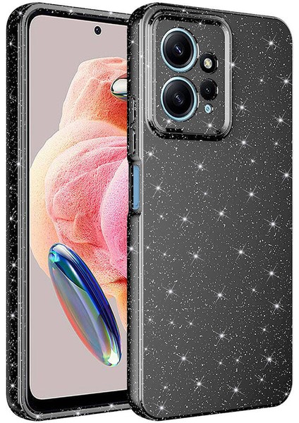 Xiaomi Redmi Note 12 4g Kılıf Kamera Korumalı Simli Lüks Mkst Koton Kapak-Gri