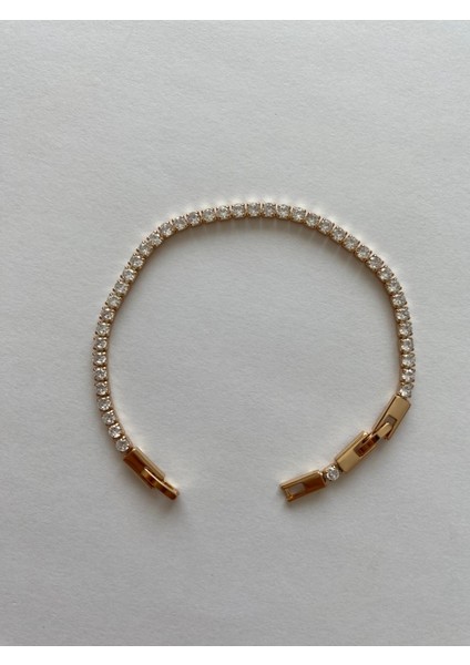 Zirkon Taşlı Su Yolu Gold Bileklik modelleri