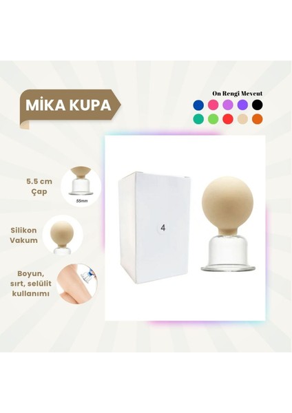 Renkli Silikon Vakumlu Mika Yüz Masaj Kupası No:4 Bej