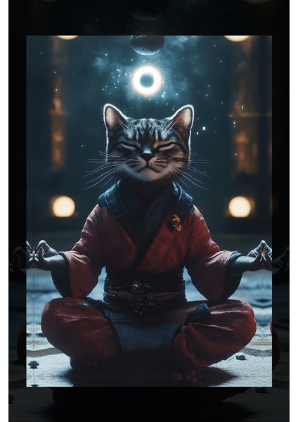 Meditasyon Yapan Kedi Kanvas Tablo fiyatları