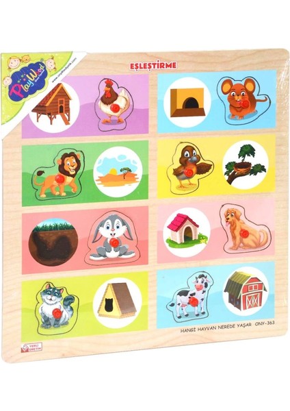 Bfs Nessiworld ONY-363-364 Ahşap Tutmalı Eşleştirme Hangi Hayvan Nerede Yaşar -Onyıl