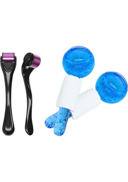 540 Iğneli Derma Roller 0.5 mm ve Buz Masaj Topu 2'li Set Mavi