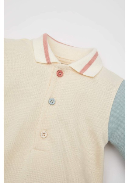 Erkek Bebek Yeni Doğan Polo Yaka Pike Uzun Kollu Tulum C1537A524SM fiyatları