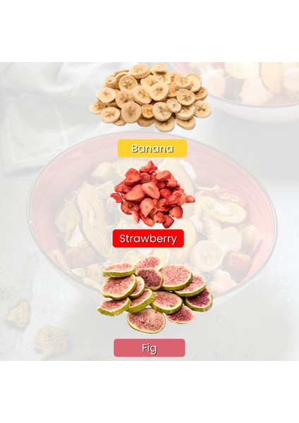 Kuru Meyve Cipsi Mix 6'lı Paket - Dondurularak Kurutulmuş Muz, İncir ve Çilek - Katkısız & İlave Şekersiz Freeze Dried Kuru Meyve