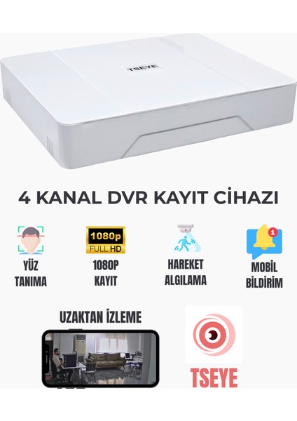 Exitcam 4 Kanal Dvr Kayıt Cihazı – 1080P Fullhd Tseye Destekli Tak Çalıştır
