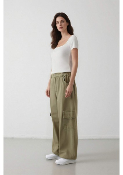 Coool Jogger Pantolon Gabardin Kumaş Normal Bel Basic Düz Kargo Cepli B0454AX24SP