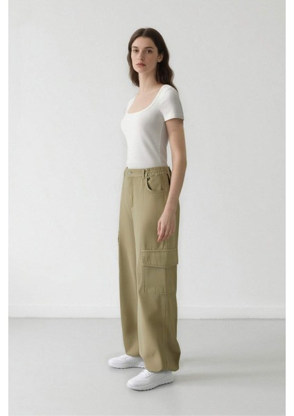 Coool Jogger Pantolon Gabardin Kumaş Normal Bel Basic Düz Kargo Cepli B0454AX24SP