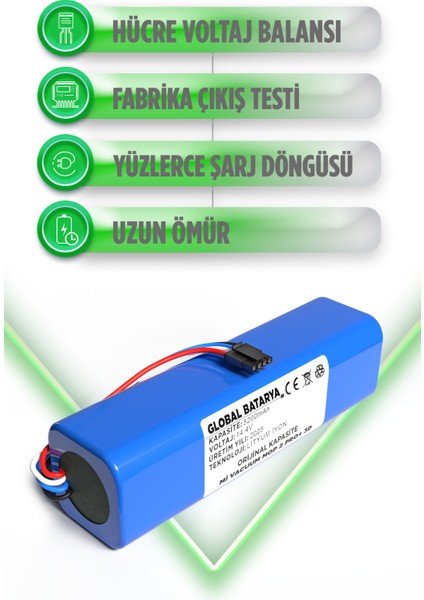 Mi Vacuum Mop Pro 2+ 3D Akıllı Robot Süpürge Bataryası 14.4V 5200 mAh Pil