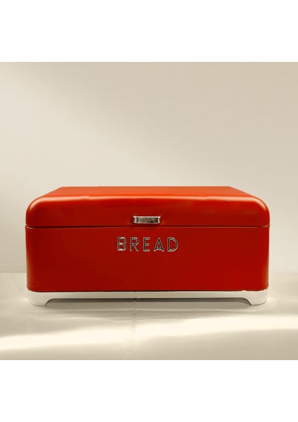 Home Bread Galvaniz Metal Ekmek Kutusu - Kırmızı