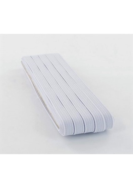 2 Adet 0.80 cm 20 Metre Beyaz Bel Paça Don Lastiği Geniş Yassı Lastik