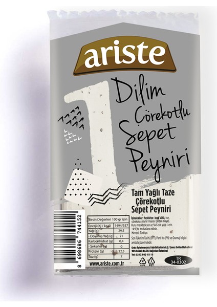 Bir Dilim Tam Yağlı Çörekotlu Sepet Peyniri 40 gr x 24 Adet (960 Gr)
