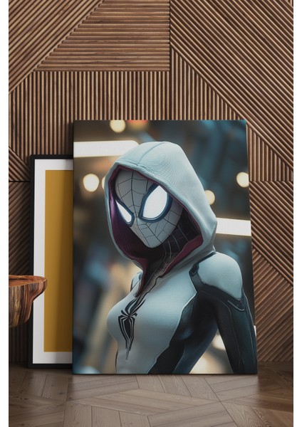 Beyaz Kadın Spiderman Kanvas Tablo