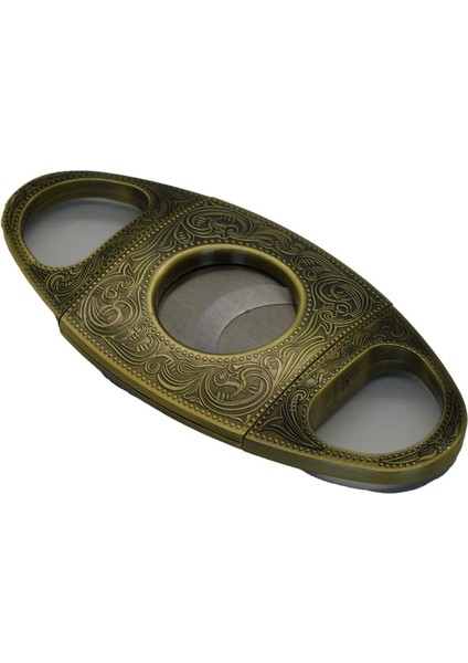 Qa Deri Kılıflı Detaylı Işlemeli Altın Puro Kesici