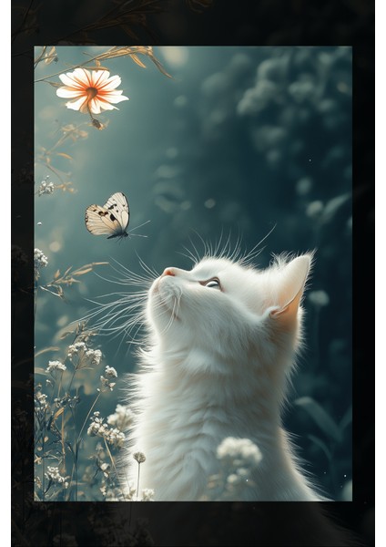 Kelebek ve Kedi Kanvas Tablo fiyatları