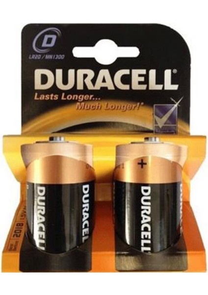 Duracell Alkalin D Büyük Boy Pil 2 Li Ambalaj