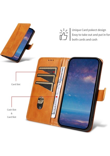 Xiaomi Poco F4 5g Için Kılıf Manyetik Kapatma Kart Yuvaları ve Destek Standı Darbeye Dayanıklı Pu Deri Kılıf (Yurt Dışından)